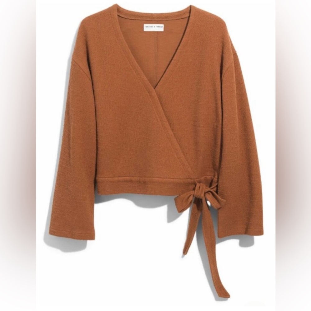Madewell Texture & Thread Faux Wrap Top, V-Neck, Textured - Womens Small